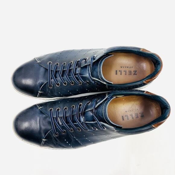 Zelli Russo Calfskin & Crocodile Sneakers Navy (65-201-NVY) Sz 12 Mens main image 5